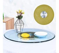 Extra-Large Lazy Susan Turntable for Dining Table, 60-100cm Round Tempered Glass Tabletop Rotating Serving Tray - Transparent & Easy to Clean - Gold 70cm/27.5in