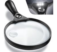 Extra Large Led Handheld Magnifying Glass With Light - 2x 4x 25x Lens Zoom Lightweight Shatterproof Magnifiers