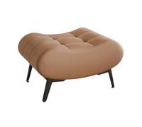 Extra Large Light Brown Leather Ottoman Footstool - Cushioned Footrest for Sofa, Stylish Shoe Changing Stool with Metal Legs, Ideal for Entryway and Step Stool