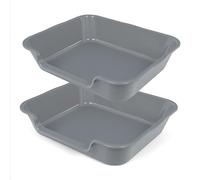 Extra Large Low Entry ABS Cat Litter Box, Grey, 24" L x 20" W, 2 Pack | Durable low entry litter box, non-stick, odor-free, ideal for seniors, kittens, rabbits, large cats and multi-pet homes.