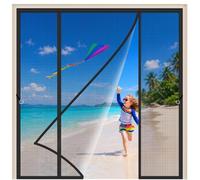 Extra Large Magnetic Screen Doors 205x200cm Double Door Screen Mesh Curtain Heavy Duty Bug Mesh with Full Frame Magic Tape for Pets that Love to roam in and Out of the Garden Black