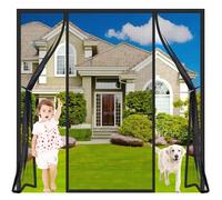 Extra Large Magnetic Screen Doors Black 205x290cm Bottom Weighted Hem Helps Prevent Wind from Lifting the Screen for Easy Hands-Free Passage When Carrying Trays or Drinks