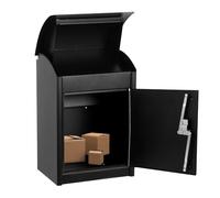 Extra Large Mailbox for Parcel, Parcel Drop Boxes for Outside with Flip Lid & Coded Lock Wall Mounted Lockable Delivery Box Anti-theft, Waterproof, Rainproof Mailbox for Porch/Shop/Office Black