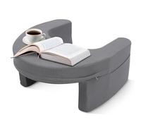 Extra Large Memory Foam Reading Pillow with Side Pockets, Arm Rest & Lumbar Support for Sitting Up in Bed, Gaming, Working - Soft Cosy Cuddle Cushion for Adults, Grey