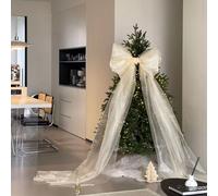 Extra Large Mesh Bows Decorative 50x200cm Christmas Tree Topper Xmas Tree Topper Large Long Bows Hanging Ornaments for Wreath Garland Fireplace Wedding Door Home Decor