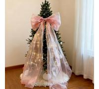 Extra Large Mesh Bows Decorative 50x200cm Christmas Tree Topper Xmas Tree Topper Large Long Bows Hanging Ornaments for Wreath Garland Fireplace Wedding Door Home Decor