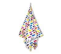 Extra Large Microfibre Beach Towel - XXL 200 x 90cm- Double Sided Towel for Swimming ,Gym and Travel - 100 Wash Guarantee- Sand Free, Lightweight, Compact, Quick Dry- Rainbow on White- Storage Bag