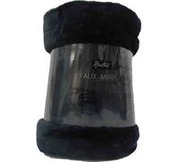 Extra Large Mink Faux Fur Throw 200cm x 240cm - BLACK