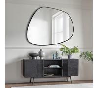 Extra Large Modern Black Pebble Metal Wall Mirror 106 x 137cm Agenzia 14 Black One Size