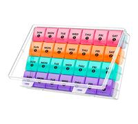 Extra Large Monthly Pill Organizer - 7-Day Color Once-A-Day Pill Dispenser w/ 4 Weekly Pill Containers for 28 Days - BPA-Free Dust-Proof Case XL Medicine Organizer Box for Pills, Tablets, Supplements