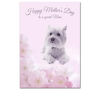 Extra Large Mother’s Day Card for Mum - XL Big thick A4 size - Beautiful Luxury Happy Greeting - Huge Special Wishes - Dog Westie Puppy Art cute pretty design - UK Cool Eco-Friendly