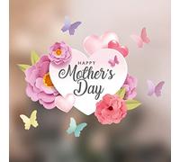 Extra Large Mothers Day Window Stickers - Mother's Day Window Decorations - Mother's Day Pastel Hearts and Flowers Vinyl Cling - Mothers Day Shop Window Display