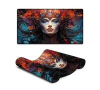 Extra Large Mouse Mat Colorful Psychedelic Woman Art Extended Mouse Pad Smooth SurfaceHigh AccuracyFast MovingAnti ScratchNon Slip Base 40X75cm