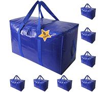 Extra Large Moving Bags Heavy Duty Totes for Storage Packing, Space Saving, Traveling, with Zippers & Strong Carrying Handles (Set of 8)