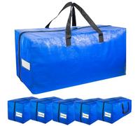 Extra Large Moving Bags with Strong Handles, 6 Pack Heavy Duty Storage Bags with Smooth Zipper, Oversized Storage Tote for Clothes Moving Supplies Dorm Essentials Household Containers