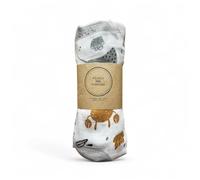 Extra Large Muslin 70% Bamboo 30% Cotton Swaddle Blanket, White with Orange and Sage Fish Pattern, Super Soft Baby Wrap for Newborns and Infants