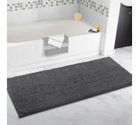 Extra Large Non-Slip Bathroom Rug, Ultra Soft Chenille Bath Mat, Super Water Absorbent Long Runner Floor Carpet for Bathroom, Dark Grey 80x120cm