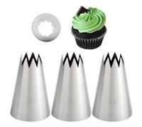 Extra Large Open Star Piping Nozzle for Churros,Eclairs,Meringues,Deviled Eggs,Cakes, Cupcakes,Cookies & Pastry Decorating,3 Pcs