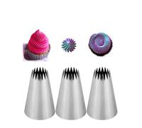 Extra Large Open Star Piping Nozzles for Swirls, Rosettes, Stars, Cake, Cupcake, and Pastry Decorating, 3 Pcs