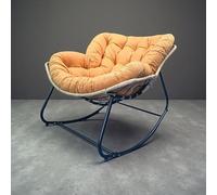Extra Large Outdoor Egg Chair Comfortable Rattan Swing with Cushions Perfect for Patio Garden Porch Living Room Bedroom 115cm Stylish Orange