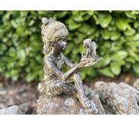 Extra Large Outdoor Fairy Statue Weatherproof Sitting Girl Pixie Garden Ornament - Resin garden Decor with Stone Effect Sculptures - Waterproof Garden Accessory