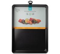 Extra Large Oven Tray with Rolled Edges - Black, Non-Stick Heavy Gauge 0.8mm Carbon Steel, LFGB Certified & 20 Year Guarantee. Perfect for Baking & Roasting. Easy-Clean, Durable & Safe