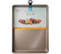 Extra Large Oven Tray with Rolled Edges - Gold, Non-Stick Heavy Gauge 0.8mm Carbon Steel, LFGB Certified & 20 Year Guarantee. Perfect for Baking & Roasting. Easy-Clean, Durable & Safe