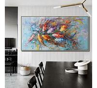 Extra Large Painting Abstract Painting Wall Art Colorful Textured Artwork Home Decor For Living Room Bedroom 95x195cm/37x77in With Golden Frame