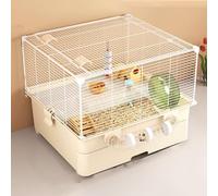 Extra-Large Panoramic Top Hamster Cage & Guinea Pig Cages with Pull-Out Drawers - Golden Bear Special Habitat for Chinchilla, Gerbil, Small Animal Pets(White,11pcs)