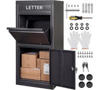 Extra Large Parcel Delivery Box, Lockable Outdoor Parcel Drop Box | 40 in Tall Galvanised Steel Box with Letter Slot, Key Lock and Large Parcel Compartment for Porch, Driveway or Front Door
