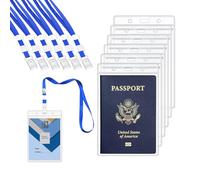 Extra Large Passport Badge Holders with Lanyard, 4x6Inch Heavy Duty Clear Plastic PVC Card Insert Protector Vertical Waterproof Transparent ID Badge Holder for Name Badges and Press Passes