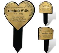 Extra Large Personalised Engraved Garden Memorial Stake Plaque - Forget-me-not flower design - Send us your text and we will design for you! (Extra Large Heart Gold)
