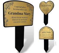 Extra Large Personalised Engraved Garden Memorial Stake Plaque - Forget-me-not flower design - Send us your text and we will design for you! (Extra Large Classic Gold)