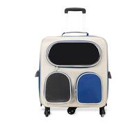 Extra Large Pet Carrier - Double Layer Space Cat Carrier with Removable Telescopic Trolley for Multiple Cats - Portable Travel Crate