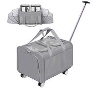 Extra Large Pet Carrier with Wheels, Expandable Cat Soft Carrier for 2 Cats
