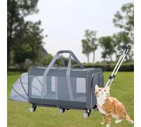 Extra Large Pet Trolley Box, Cat/dog Carrier with Wheels, Hatchback Isolation, Extra Large Capacity,6 Wheel Double Pole (One Color Breathable)