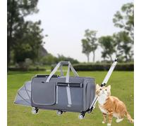 Extra Large Pet Trolley Box, Cat/dog Carrier with Wheels, Hatchback Isolation, Extra Large Capacity,6 Wheel Double Pole (One Color Concealed)