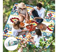 Extra Large Picnic Blanket 80"x 60" Waterproof Picnic Mat, Sand-proof Outdoor Beach Blanket, Foldable Beach Mat for Camping, Park, Travel-AutumnRed