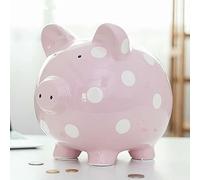 Extra Large Piggy Bank Pig for Children Girl Adults, Ceramics Coin Bank, Makes A Perfect Unique Gift, Nursery D¨¦cor, Keepsake, Or Savings Piggy Bank for Kids, Pink Poka Dot