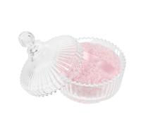 Extra Large Pink Plush Body Powder Puff Glass Jar for Women | Glass Container with Matching Lid, Wet and Dry Makeup Use, Face and Body Application, Reduces Waste
