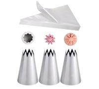 Extra Large Piping Bags and Nozzles,Churros, Eclairs, Meringues Open Star Icing Nozzle & 20 Piping Bags Disposable - 18 inch Thick for Pastry Decorating