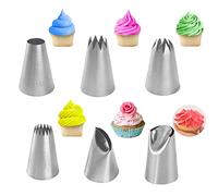 Extra Large Piping Tips Set for Cupcake Cake Decorating,6 Big Icing Tips with Round Star Rose Petal Ruffle Pastry Tips for Frosting