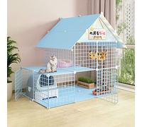 Extra Large Portable Indoor Cat Cages,Large Guinea Pig Cages,Collapsible Large Exercise Place Ideal For 1-4 Cat,Blue-111 * 75 * 110cm