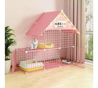 Extra Large, Portable, Indoor, Large Guinea Pig Cages, Collapsible, Large Exercise Place Ideal for 1-4 Cat(Pink 111 * 39 * 110cm)