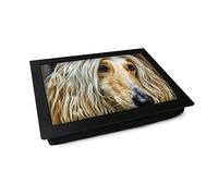 Extra Large Portable Lap Desk Tray (Afghan Dog) Wide Multi Purpose | Handmade Large Wooden Frame, Big Beanbag Cushion Bottom | Computers, Laptops, Meals, Food | 49.8cm | XL6 Black