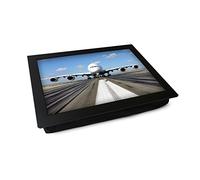 Extra Large Portable Lap Desk Tray (Air Bus A380 Plane) Wide Multi Purpose | Handmade Large Wooden Frame, Big Beanbag Cushion Bottom | Computers, Laptops, Meals, Food | 49.8cm | XL8 Black