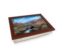 Extra Large Portable Lap Desk Tray (Lake District) Wide Multi Purpose | Handmade Large Wooden Frame, Big Beanbag Cushion Bottom | Computers, Laptops, Meals, Food | 49.8cm | XL13 Brown