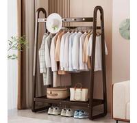 Extra Large Portable Wood Clothes Rack - Free Standing Open Wardrobe with 2-Tier Shelves for Garments Versatile Storage Solution for Home & Closet nization