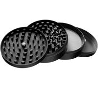 Extra Large Premium Dry Herb Grinder 6.3cm 4-Piece Metal Grinder - Black XL Heavy Duty Aluminum Grinder with Stainless Steel Screen & Magnetic Lid (63mm)