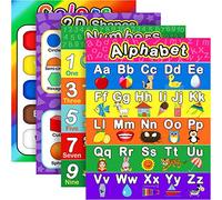 Extra Large Preschool Educational Learning Posters for Kids Toddlers, Nursery Homeschool Pre-K Kindergarten Classroom Decoration, 17 x 22 Inch (4 Pieces, Alphabet, Number 1-10, Shapes, Colors)